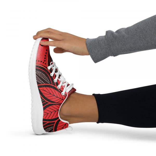 Red Flower Sneakers | Custom Sneakers Coloring | Pilates Yoga Workout Shoes | Festive Comfortable Womens Floral Shoes | Walking Dance - Image 3