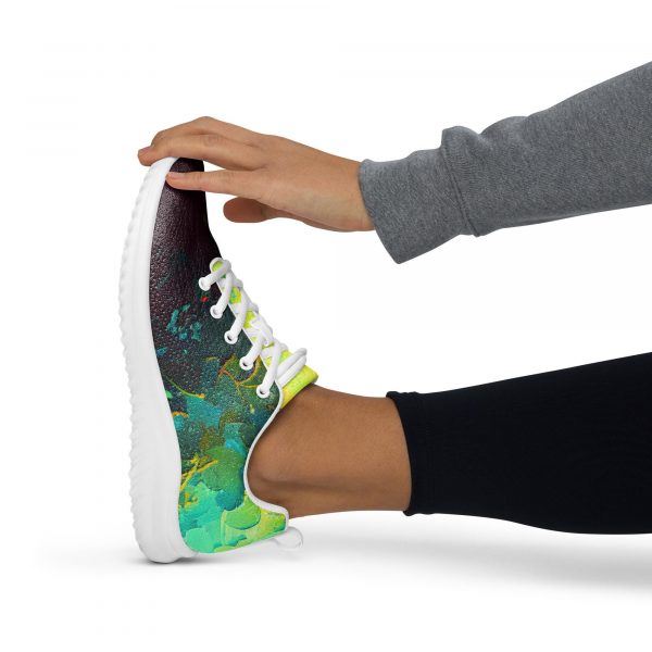 Painted Sneakers | Custom Art Design Shoes | Green Yellow Yoga Sneakers | Kung Fu Shoes | Best Comfortable Sneakers | Comfy Soft Fit | - Image 3